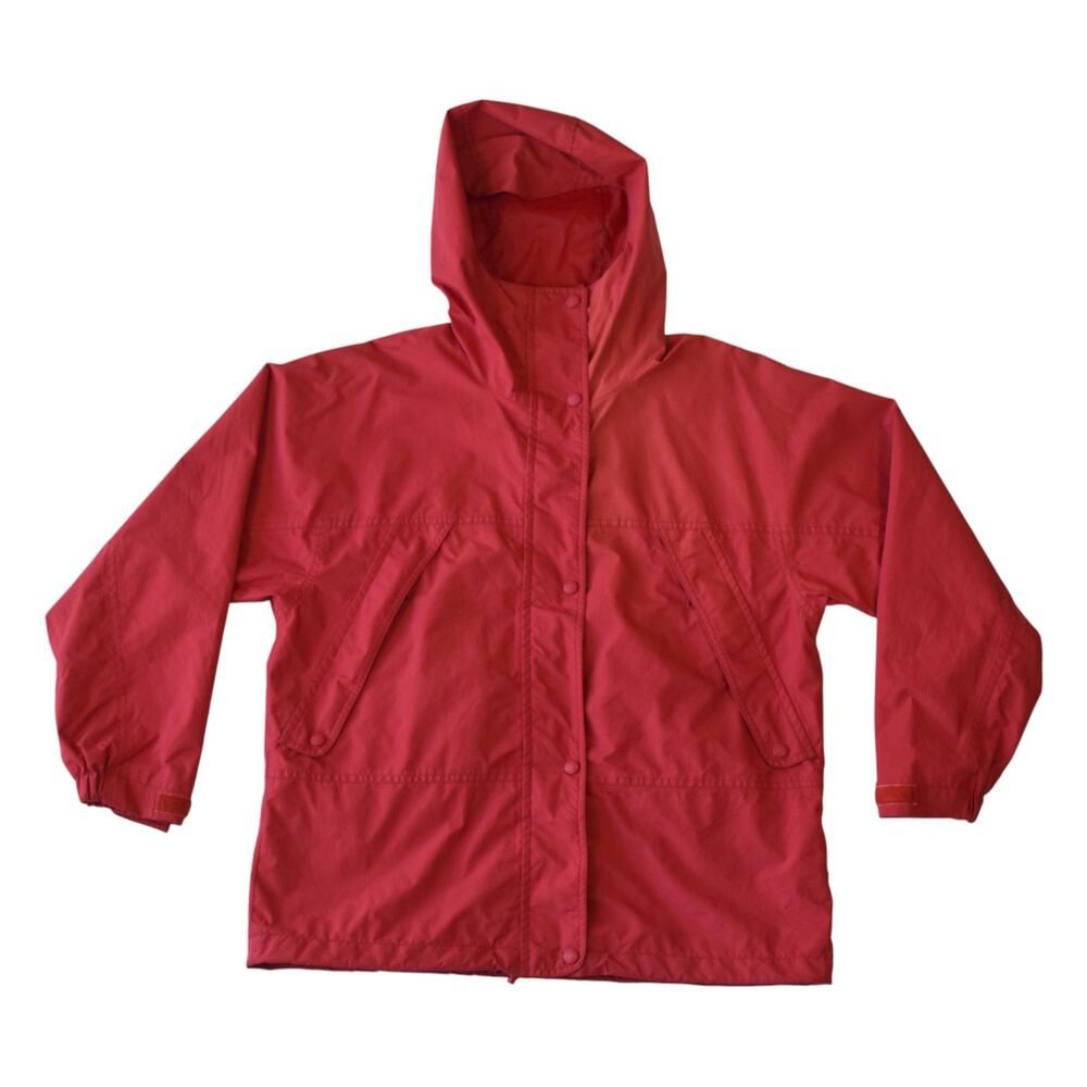 Vintage Eddie Bauer Red Hooded Windbreaker Jacket Women Small